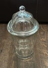 11 5  Vintage Indiana Glass Pharmacy Apothecary Lidded Jar  Cannister