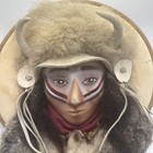 Native American Spirit Mask Wall Hanging Horns Fur Vintage