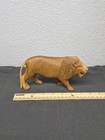 Vtg Hand Carved Wood Lion Figurine African Hardwood Safari Animal Statue Folk Ar
