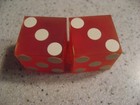 Vtg Riviera Casino Las Vegas Nev Pair Of Red Dice Gold blue Logo Gold Letters