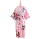 Satin Peacock Women Bridal Bridesmaid Kimono Bathrobe Satin Night Dress Gown