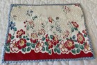 Antique Vintage Quilt Table Topper  1950   s Kitchen Towel Floral Print  Lace