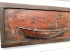 Antique 19th Century Half Ship Hull Model In Original Frame