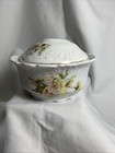 Vintage Porcelain Round Unmarked Hair Receiver - Floral Design