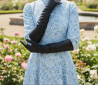Women   s Long Black Sheep Leather Gloves