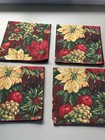 Lot Of 4 Vintage Hallmark  Christmas Cloth Napkins Poinsettia Square  17 x17 