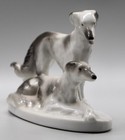 Vintage Japan Ceramic Dogs Figurine Repaired  7803