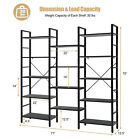 Triple Wide 5-tier Bookcase Large Bookshelf Display Storage Shelf Vintage Black