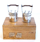 Vintage Japanese Buckets Salt And Pepper Shakers  950 Sterling Silver 