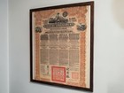 Framed 1913 Chinese Government 5  Reorganisation Gold Loan Bond With Coupons 