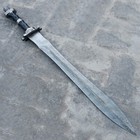 Stunning Handmade Damascus Steel Double Edge Viking Sword Battle Ready W  Sheath