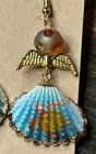 Large Scallop Sea Shell Hand Painted Enamel Coated Earrings- Beautiful  New
