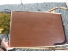 Vtg mcm bar Serving Cart 2-tier folding rolling wood Grain goldtone euc rid Jid