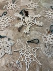 Vintage Handmade Macrame  Snow Flake Star Christmas Ornaments X8