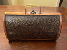 Vintage 12 Inch Wooden Barrel Purse Floral Design With Latch And Handle