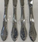 Vtg Set Of 4 Dinner Knives    t    Monogram Custom Made Floral Stainless Flatware
