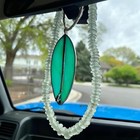 Surfboard Car Decor Charm Beach Rear View Mirror Accessories Stained Sky Blue
