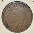1943 Uk Great Britain Half Penny Bronze Coin - Excellent Condition