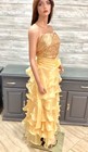 New Sexy Yellow Organza Satin Sequin Strapless Evening Prom Gown Dress Plus 3xl