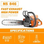 2stroke Gasoline Chainsaw 45 4cc 16  Bar Power Engine Wood Cutting Gas Chain Saw