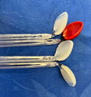 Vintage Glass Swizzle Sticks Spoon Top Clear White Red Mcm Cocktail Stirrer Set