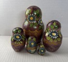 Russian Nesting Dolls- Hand Painted Matryoshka Fairy Tale 5 Piece Set Signed Guc