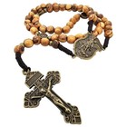 Archangel Saint Michael Olive Wood Prayer Beads Catholic Rosary Bronze Pardon   