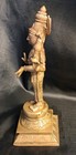 Vintage Brass Lord Vishnu Statue Small Hindu God Figurine Shrine Decor 6 5  Tall
