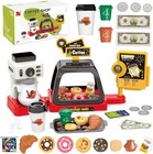 Kids Kitchen Pretend Play Sets  Toy Coffee Maker Machine And Cash Register Kit -