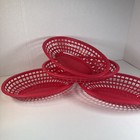Red Oval Plastic Food Baskets   Set Of 4   Parties Showers Outdoor Restaurant