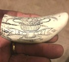 Scrimshaw Resin Reproduction Sperm Whale Tooth    The Ship Lion 
