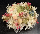 Vtg Mcm Faux Floral Candle Wreath Holder 12    Christmas Centerpiece Decor