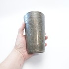 Antique Brass Drinking Cup Glass Floral Engraved Tumbler Vase Copper 6 2  Etched