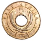 1941-i East Africa 5 Cents Kenya Uganda Tanzania Old Wwii Era Au Coin Km 25 1