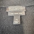 Talbots Black Pure Merino Wool Knit Blazer Cardigan Jacket Xl Front Pockets