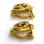 Chanel 94a Earrings Cc Logo Coco Clip Gold-tone Vintage Authentic Japan