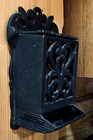 Vintage Black Ornate Cast Iron Wall Mount Match Box Holder Dispenser