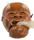 Old Vintage Okina Mask - Traditional Japanese Handcarved Woodcraft 22cm