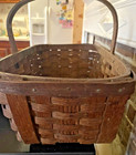Vintage Oak Splint Gathering Basket With Handle