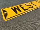 Vtg  West D St Street road Sign 28  x 6  Pressed embossed raised Steel  791