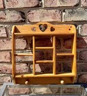 Vintage Solid Wood Wall Shelf Heart Cutouts 2 Pegs Country Farmhouse 14    X 15   