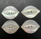 4 Antique Carved Mother Of Pearl Button Lot Mop Unique Eye Matching Set 2 Hole
