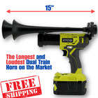 Ryobi 18v Train Horn     2 Premium Extended Trumpets   Extended Remote  2000ft 