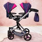Bayer Twin Doll Pram Neo blue With Unicorn And Hearts 18 Inch