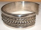 Vintage Native American Ron Yazzie Sterling Silver Navajo Braided Cuff Bracelet