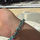 Adjustable Rubber Cord Bracelet Blue Brown Beaded Chain Knot Art Unisex