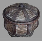 Vintage Chinese Top Covered Woven Decor Basket 12   h