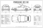 Porsche 911 Sc Technical Drawing Canvas Wall Art Framed 70x50 Cm  27 5       19 7    