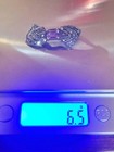 Vintage Brooch Sterling Silver Prong Set Amethyst   Marcasite Bow Pin 6 5 Grams
