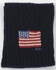 Polo Ralph Lauren Cableknit Wool Navy Blue Flag Scarf Beanie Hat Set Nwt